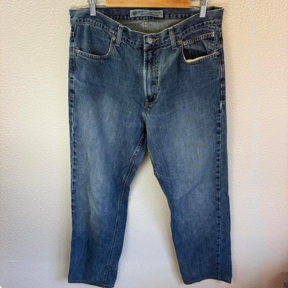 Harley-Davidson blue‎ denim jeans • Straight, baggy fit relaxed vintage style